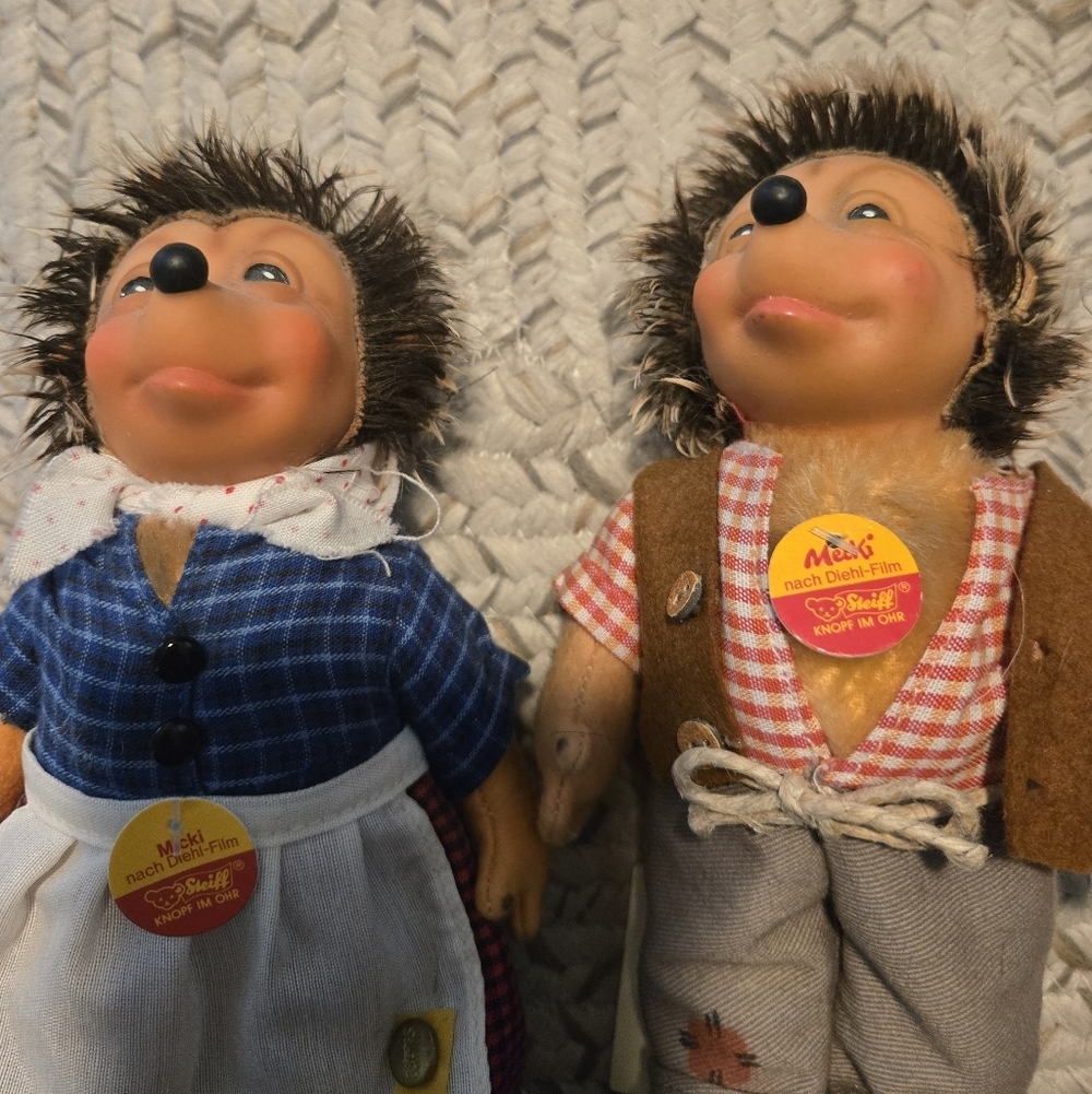 NWT Steiff Mecki And Micki Hedgehog Figurines - Picture 2 of 3